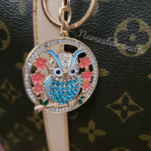 2/$20 Boho Owl Crystal Rhinestone Keychain Bag Charm - Picture 5 of 11
